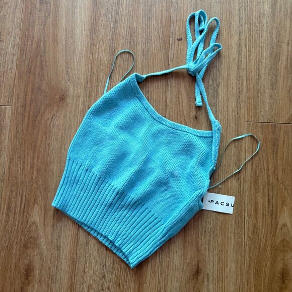 L.A. Hearts PACSUN Halter Neck Cropped Tank Top Blue NWT Size S - Picture 1 of 7